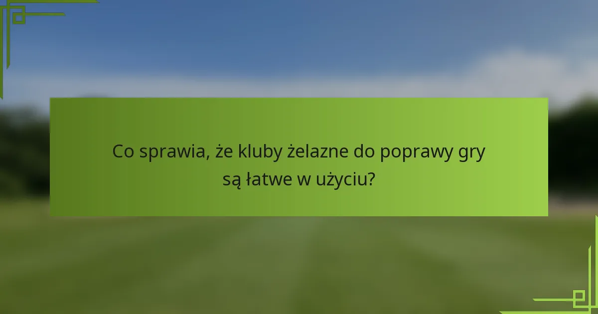 Co sprawia, że kluby żelazne do poprawy gry są łatwe w użyciu?