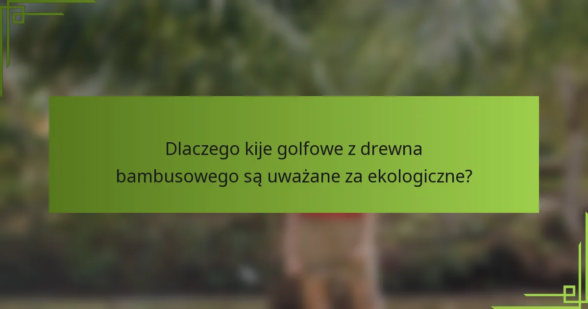 Dlaczego kije golfowe z drewna bambusowego są uważane za ekologiczne?