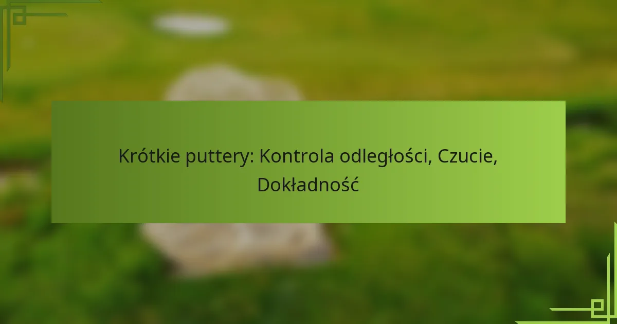 Krótkie puttery: Kontrola odległości, Czucie, Dokładność