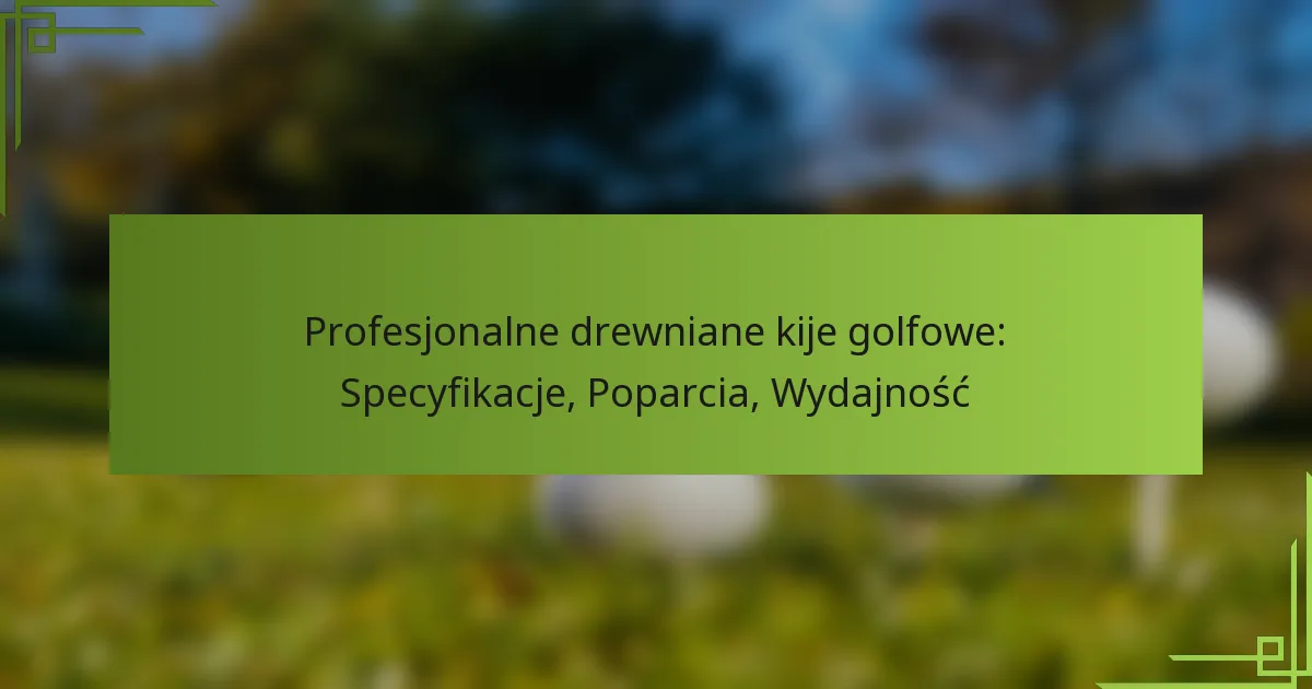 Profesjonalne drewniane kije golfowe: Specyfikacje, Poparcia, Wydajność