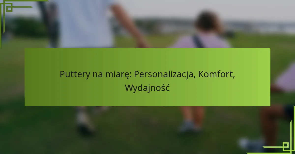 Puttery na miarę: Personalizacja, Komfort, Wydajność