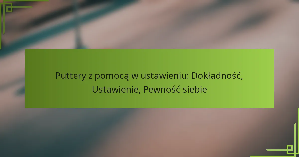 Puttery z pomocą w ustawieniu: Dokładność, Ustawienie, Pewność siebie