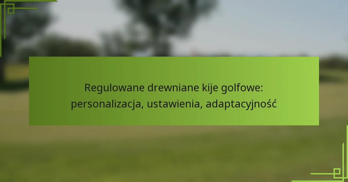 Regulowane drewniane kije golfowe: personalizacja, ustawienia, adaptacyjność