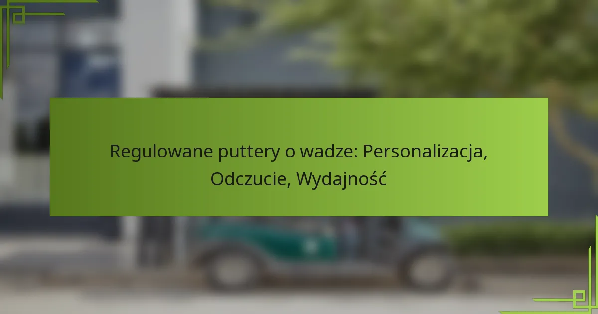 Regulowane puttery o wadze: Personalizacja, Odczucie, Wydajność
