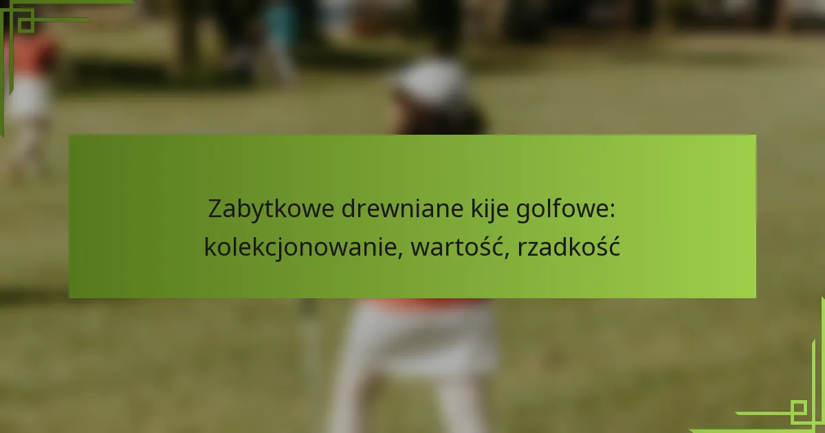 Zabytkowe drewniane kije golfowe: kolekcjonowanie, wartość, rzadkość
