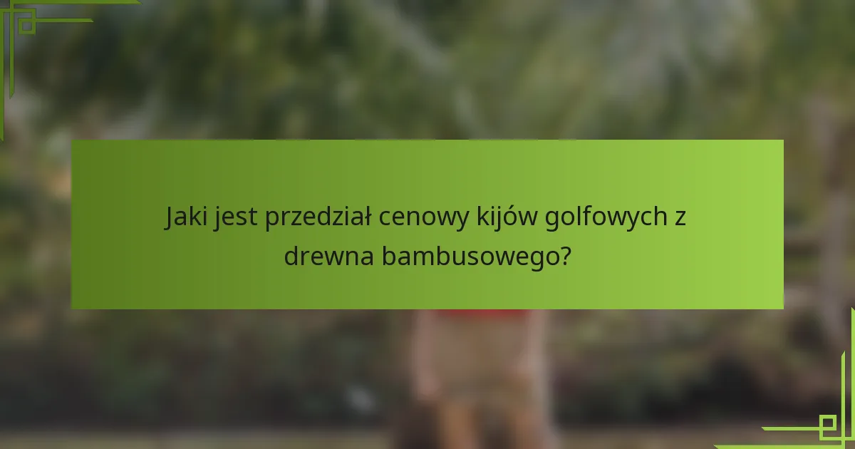 Jaki jest przedział cenowy kijów golfowych z drewna bambusowego?