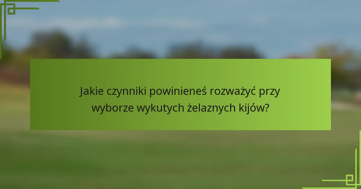 Jakie czynniki powinieneś rozważyć przy wyborze wykutych żelaznych kijów?