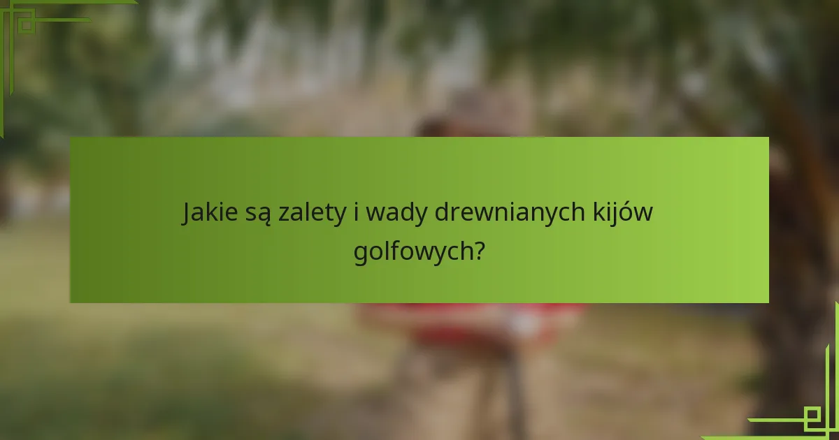 Jakie są zalety i wady drewnianych kijów golfowych?