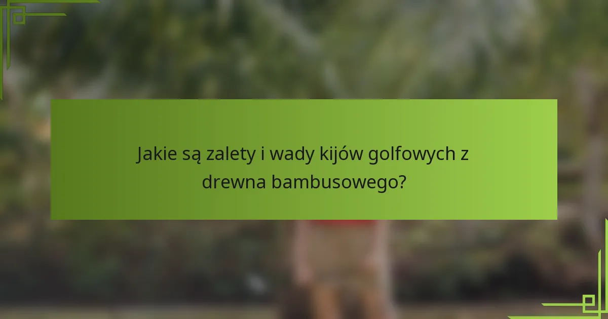 Jakie są zalety i wady kijów golfowych z drewna bambusowego?