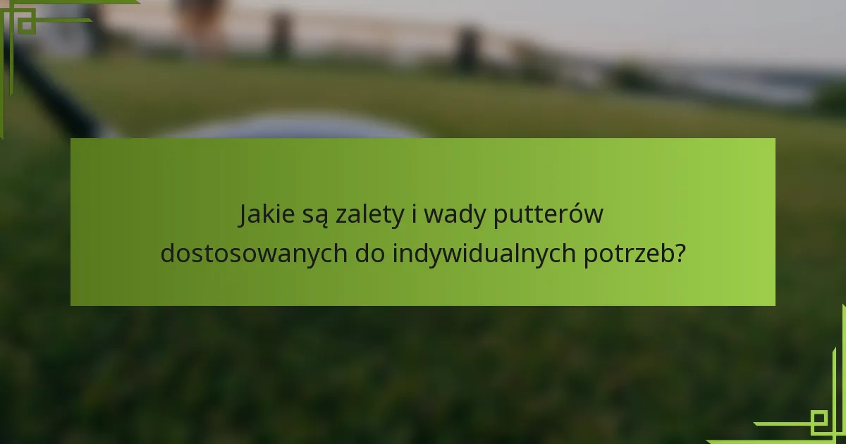 Jakie są zalety i wady putterów dostosowanych do indywidualnych potrzeb?